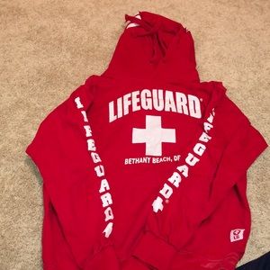 Red Lifeguard Sweatshirt from Bethany Beach DE